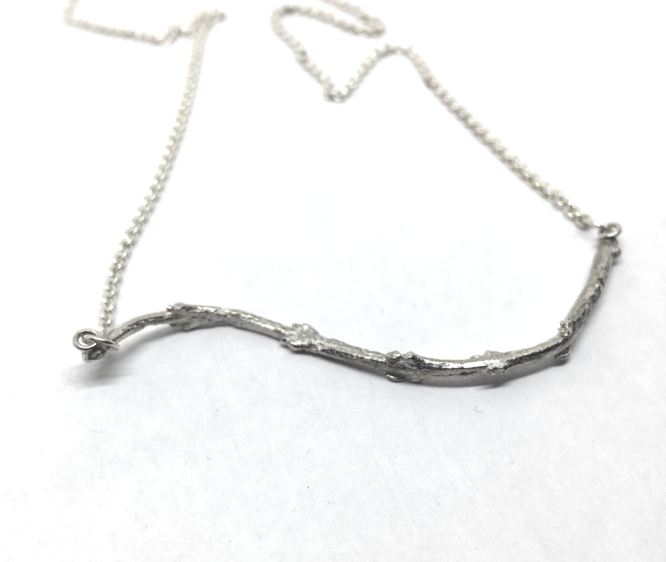 Sterling silver natural olive twig necklace