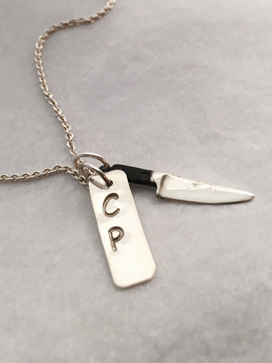 Personalized Chef Knife Pendant with Initials