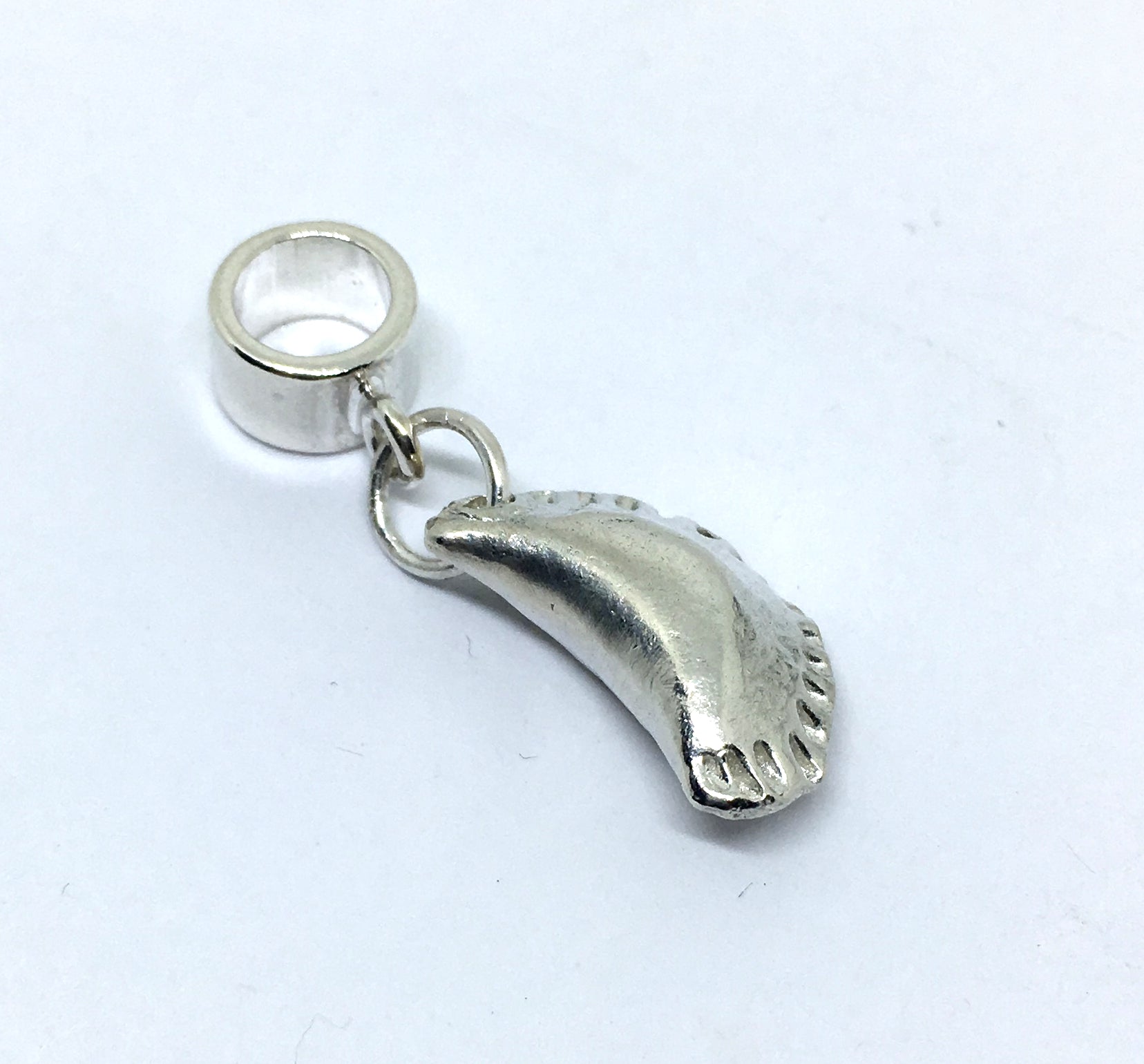 sterling silver pierogi charm with slider bead