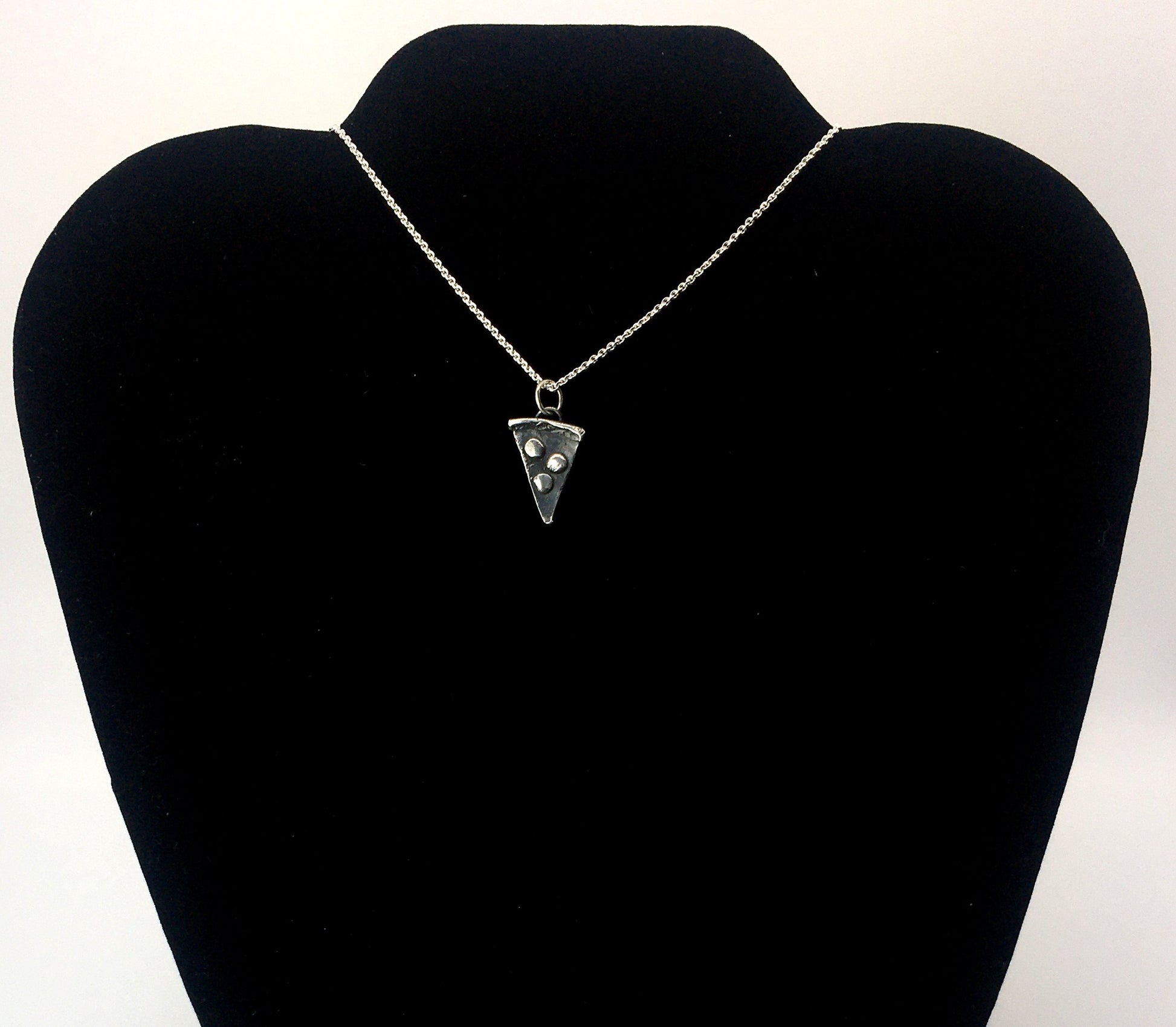 sterling silver pizza charm necklace with classic cable chain