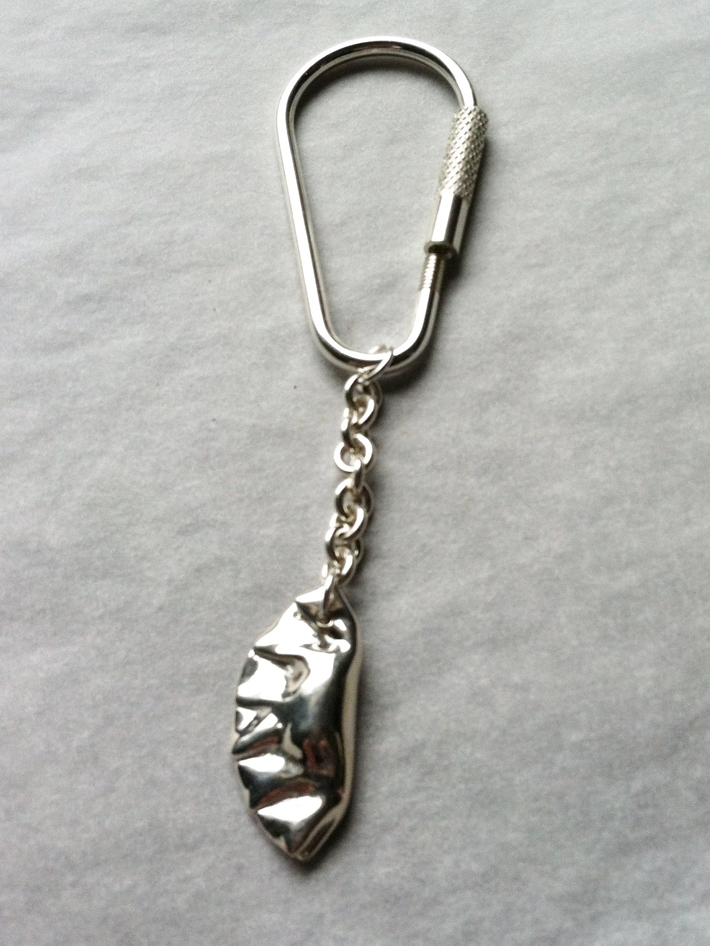 Potsticker Dumpling Charm Key Chain in Sterling Silver