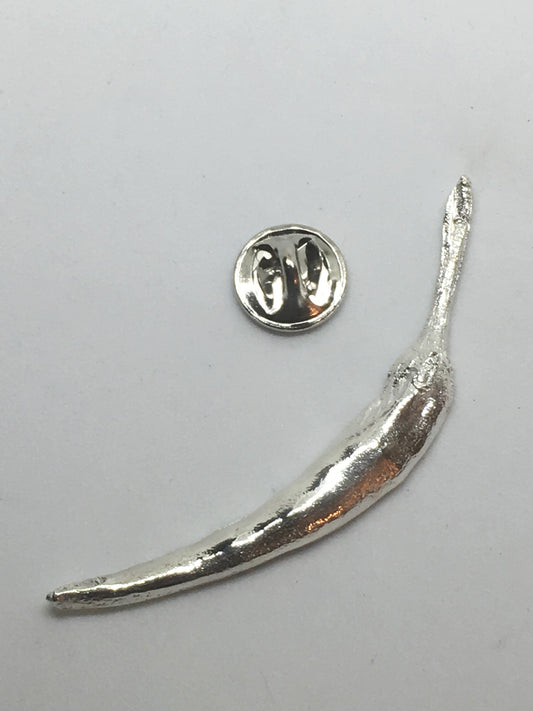 sterling silver thai chili pepper pin with secure clutch back