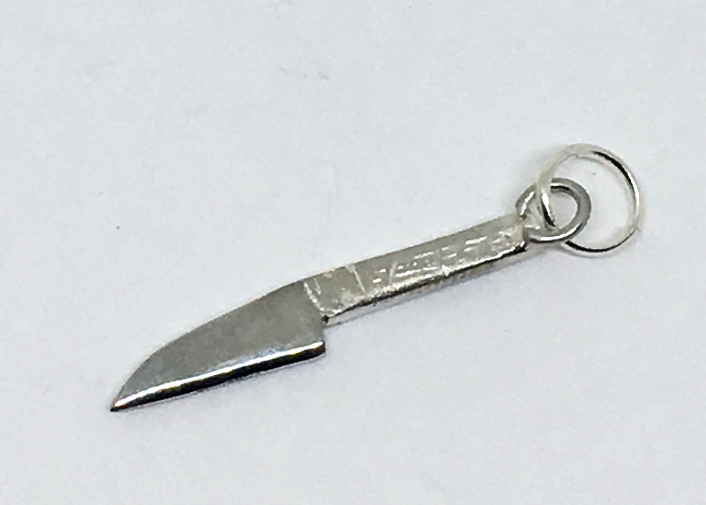 Japanese Sushi Knife Pendant Charm in Sterling Silver