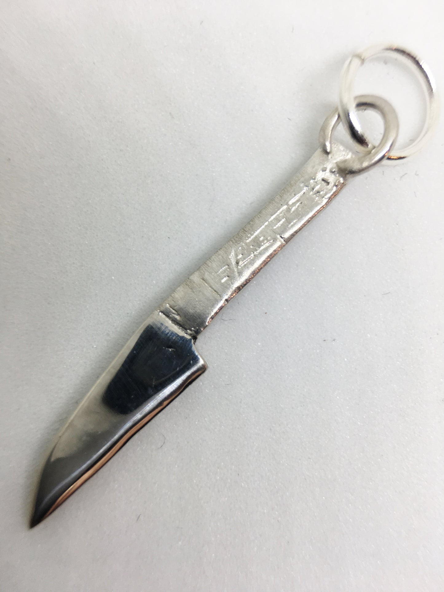 Japanese Sushi Knife Pendant Charm in Sterling Silver