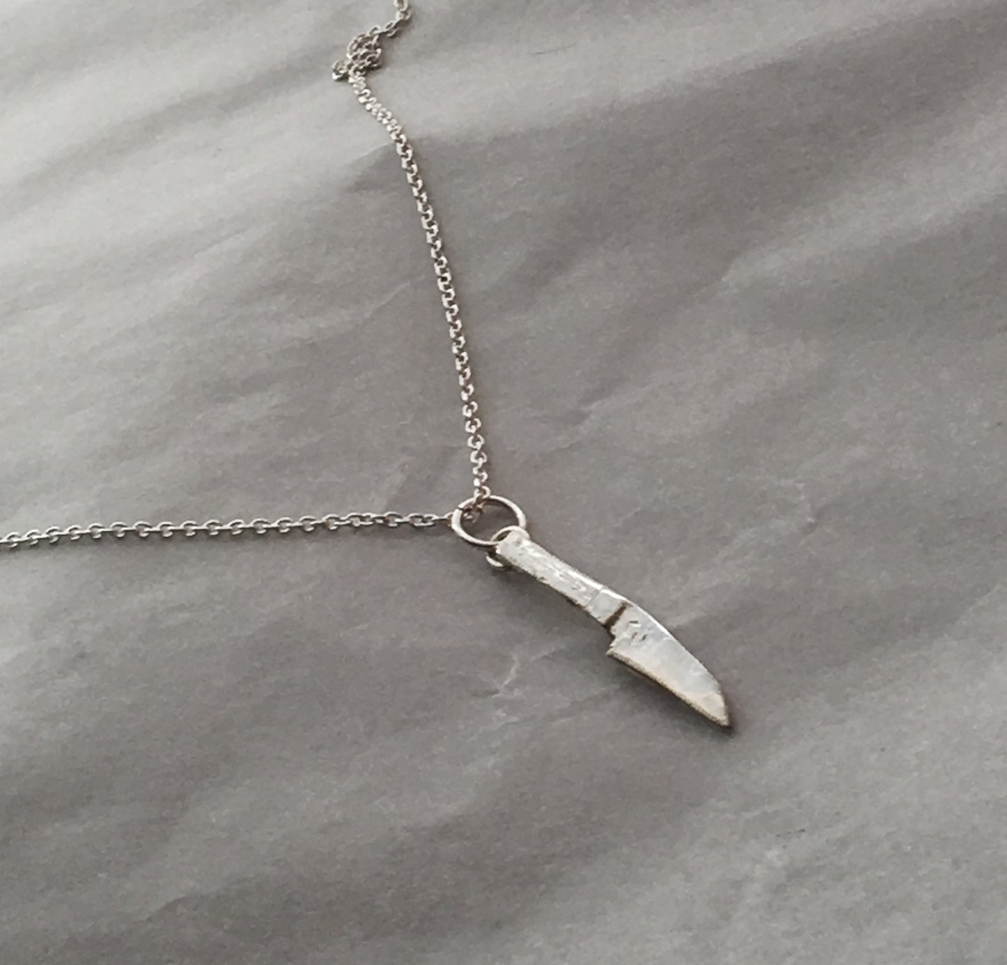 Sushi Knife Pendant Necklace in Sterling Silver with Cable Chain