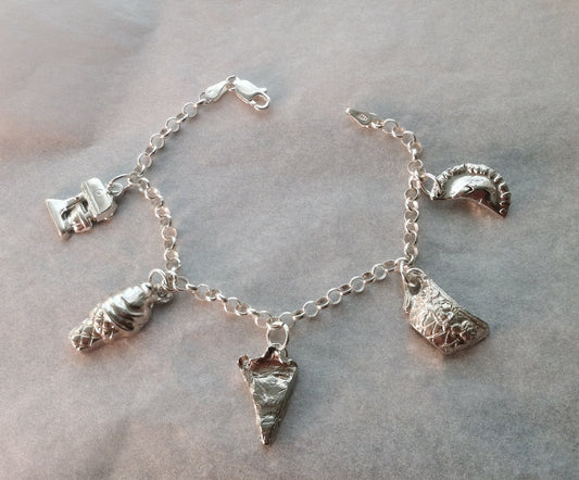 Sterling silver pastry chef charm bracelet