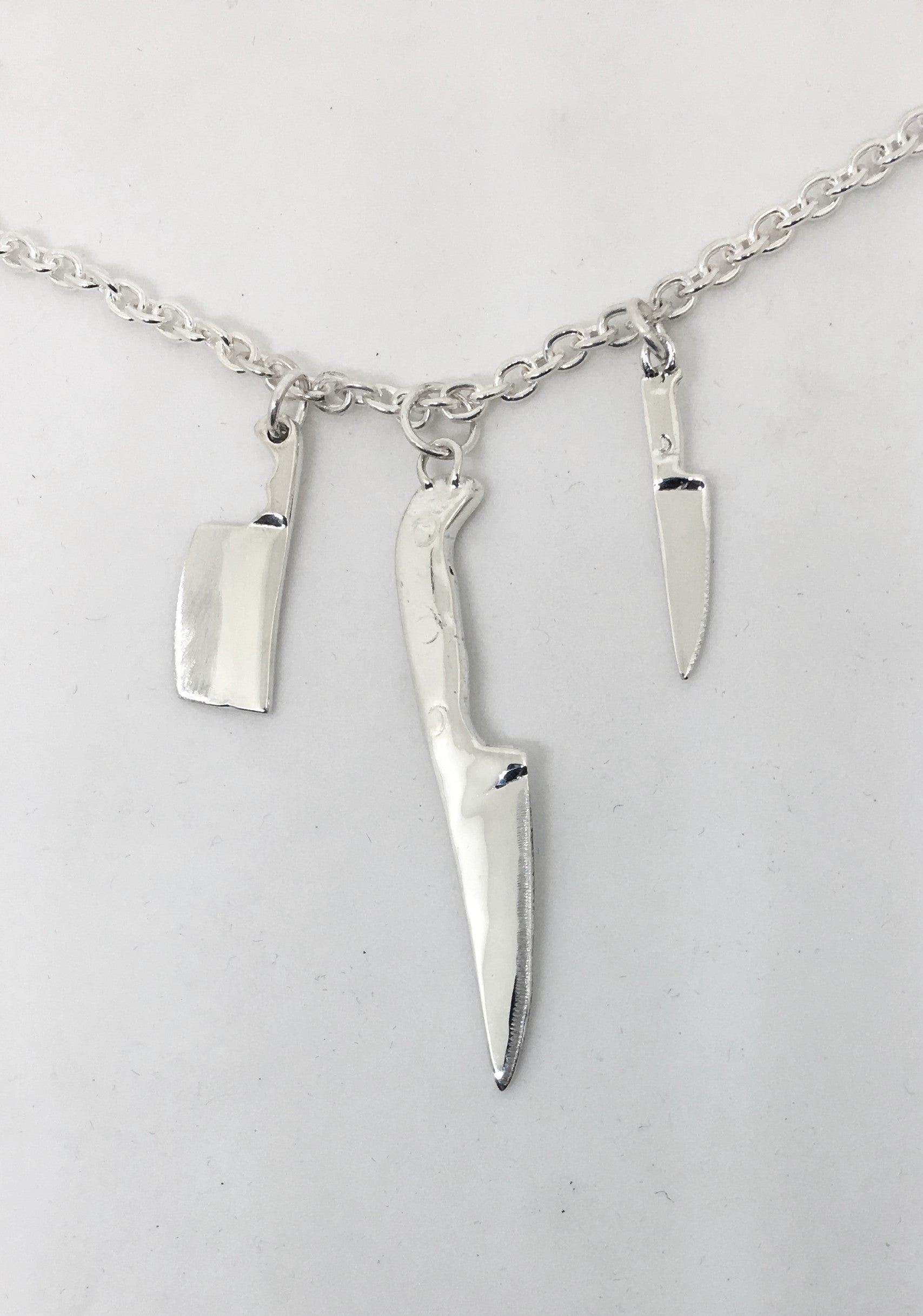 triple knife sterling silver necklace