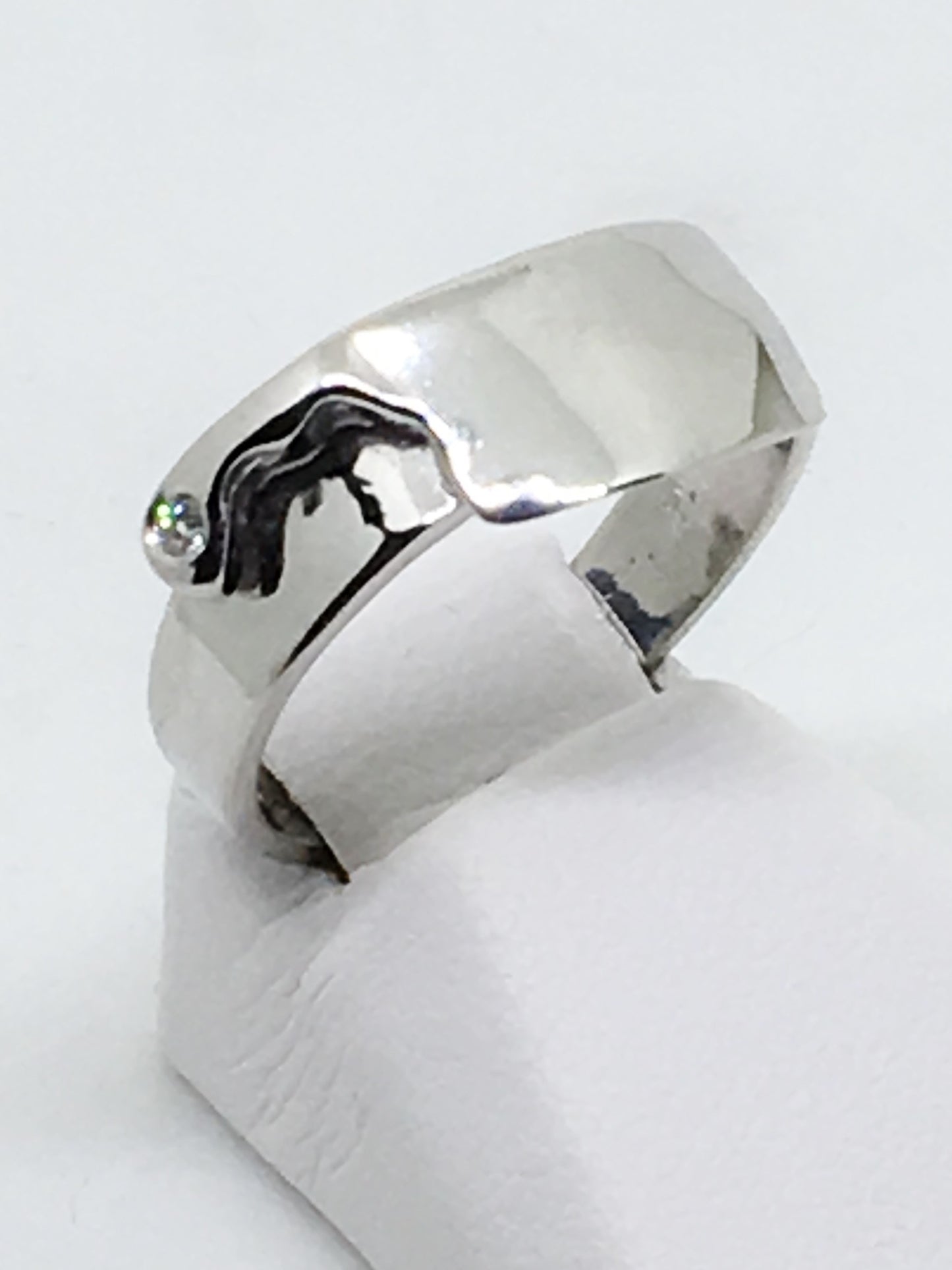 Chef's Cleaver Ring in Sterling Silver with Diamond Accent